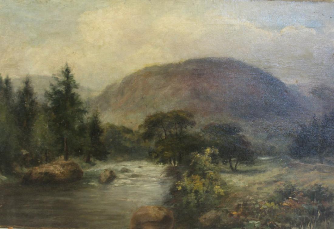 UNSIGNED. Oil on Canvas Board on Board River (1 of 3)