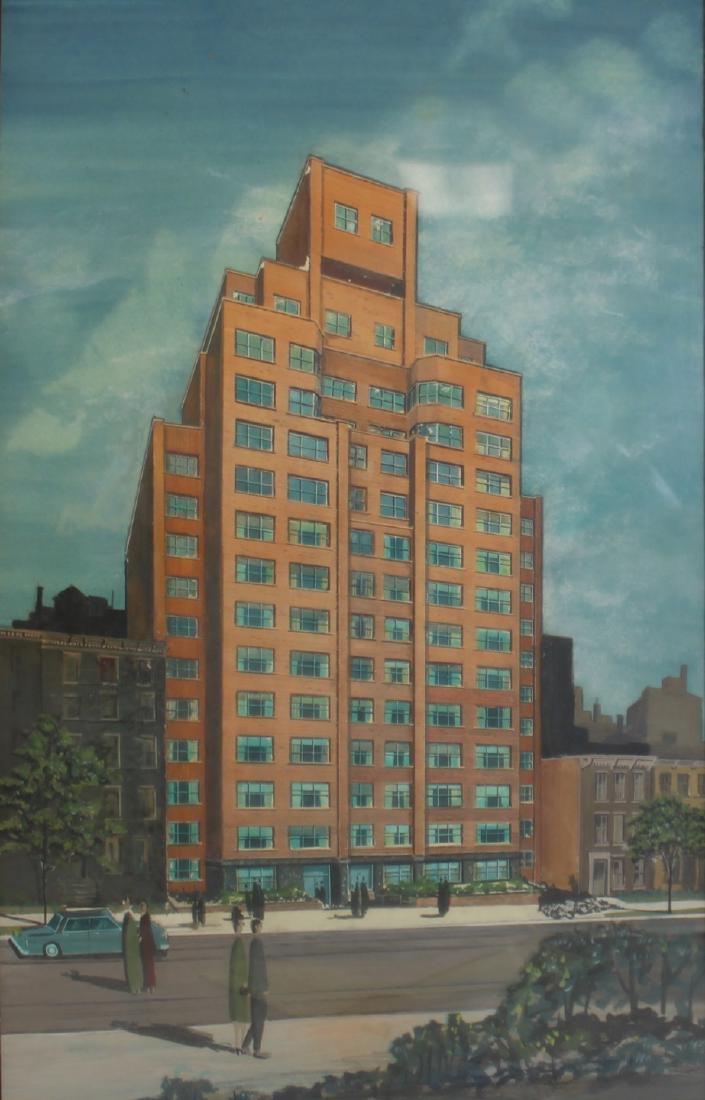 UNSIGNED. Watercolor Of Street Scene And Building (1 of 3)