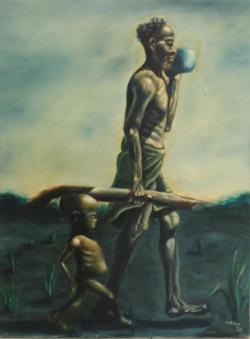 G. FREDERICK.  Signed Oil On Canvas "Father & (1 of 5)