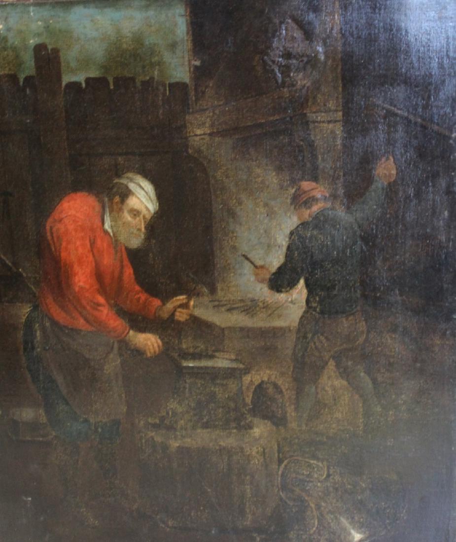 UNSIGNED. Oil On Canvas Old Master Iron Workers. (1 of 4)