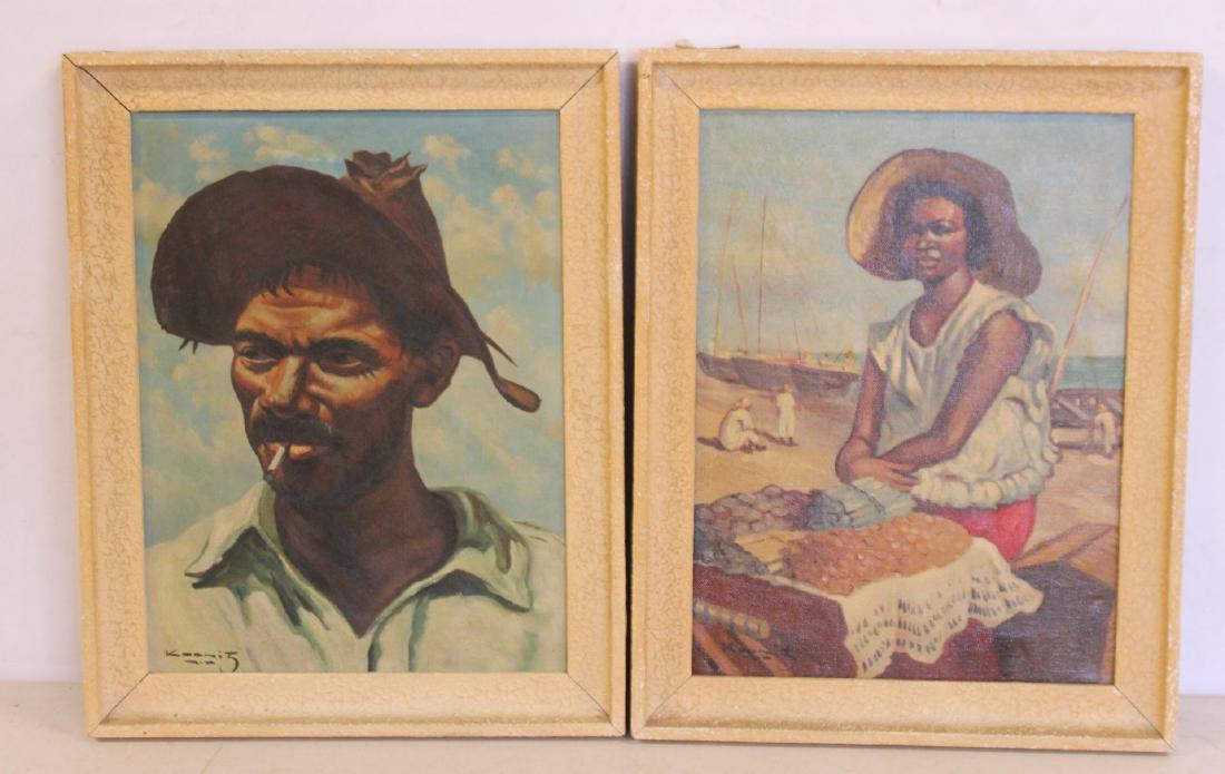 ILLEGIBLY. Signed Lot Of 2 Oil On Canvas Painting (1 of 5)