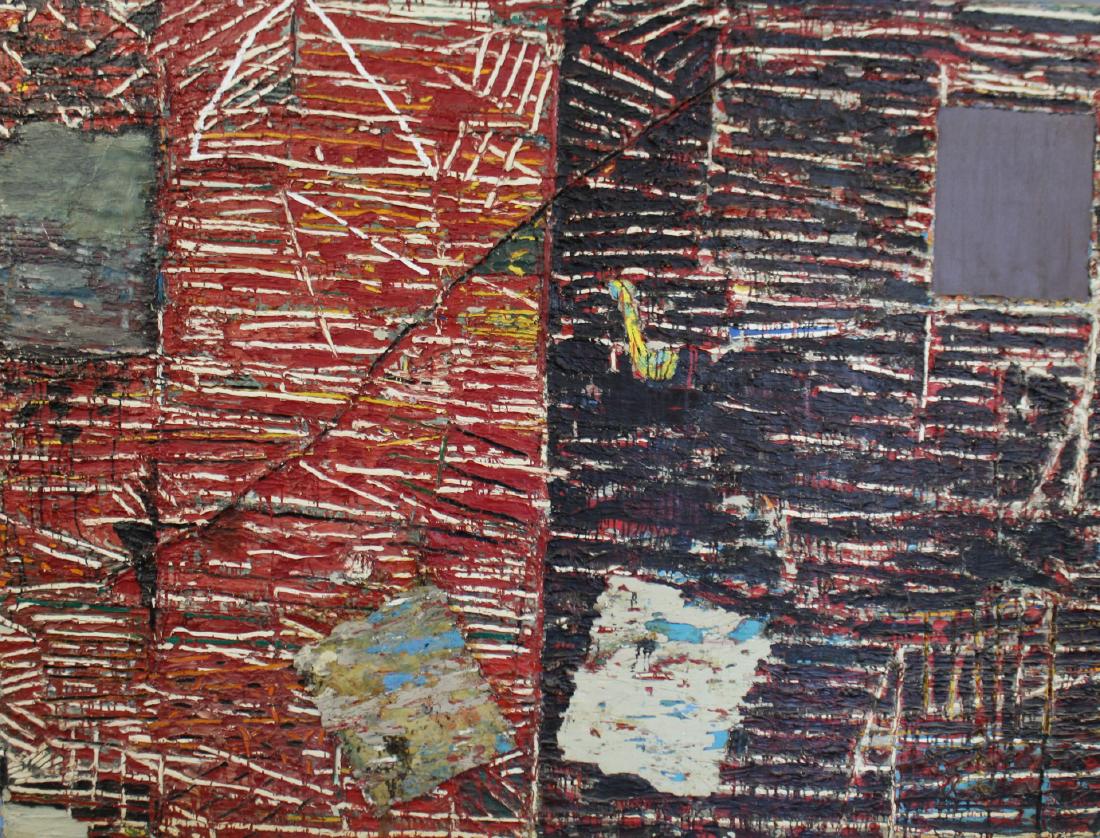 UNSIGNED. Large Heavy Impasto Oil On Canvas (1 of 7)