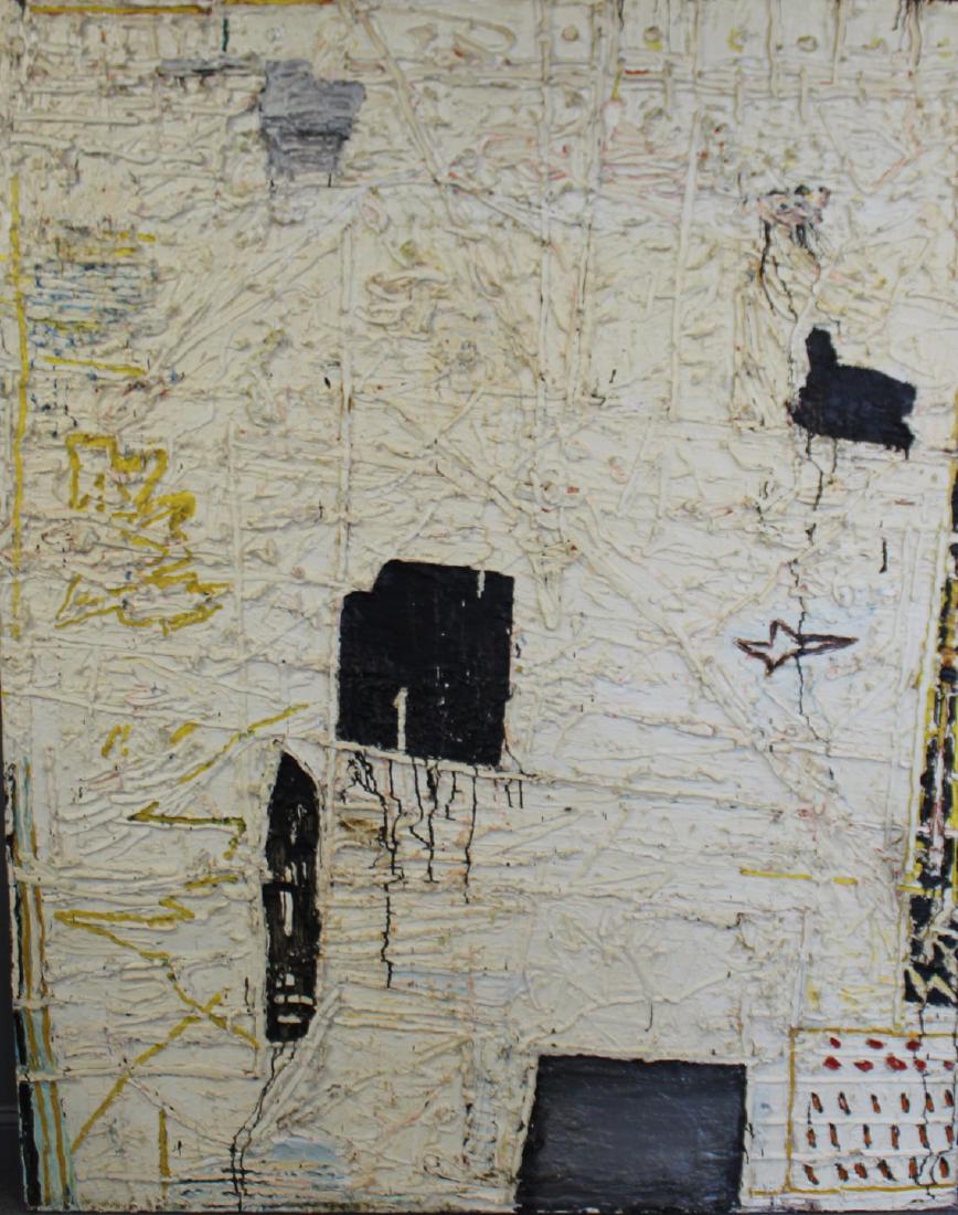 UNSIGNED. Large Heavy Impasto Oil On Canvas (1 of 3)