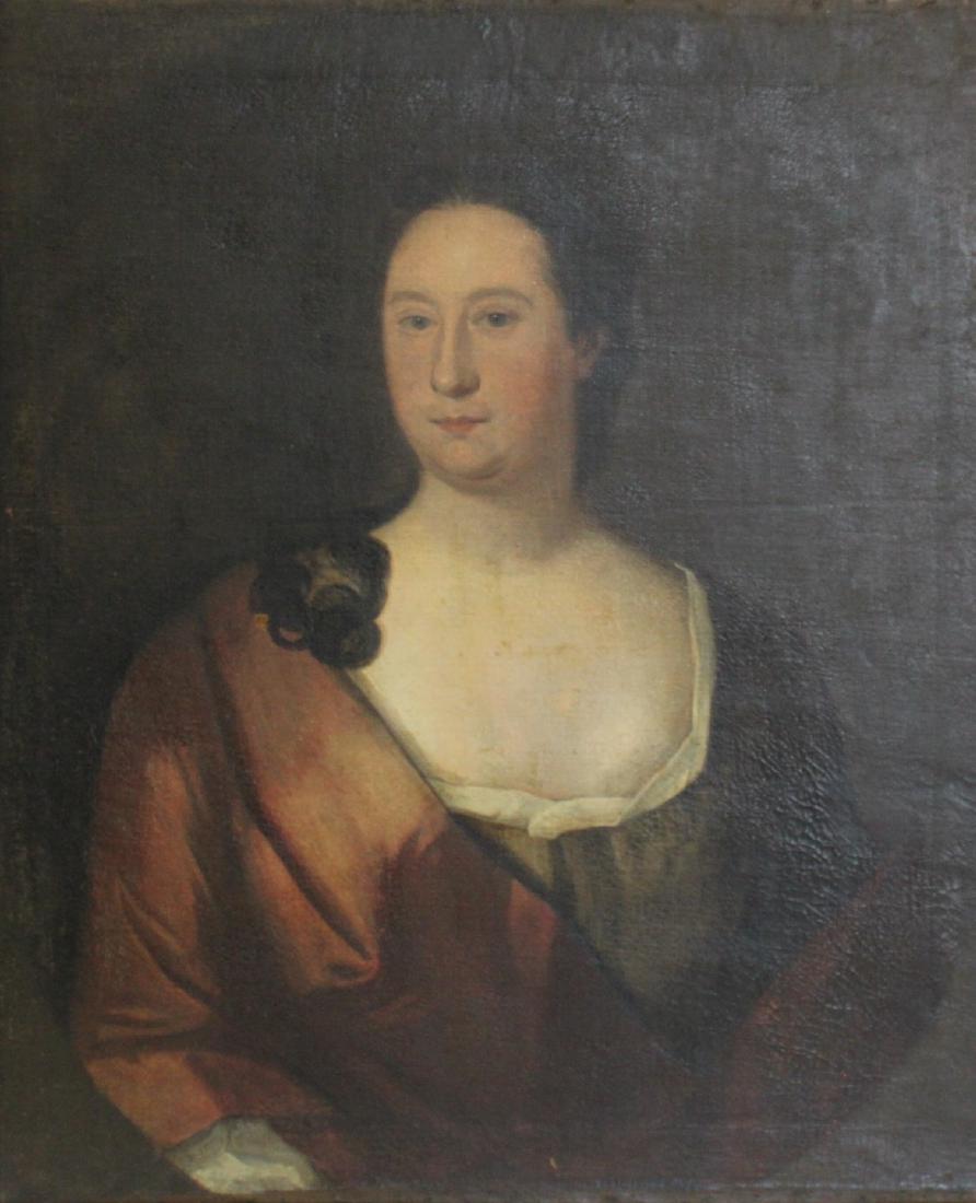 UNSIGNED Oil On Canvas Portrait Of A Lady. (1 of 5)