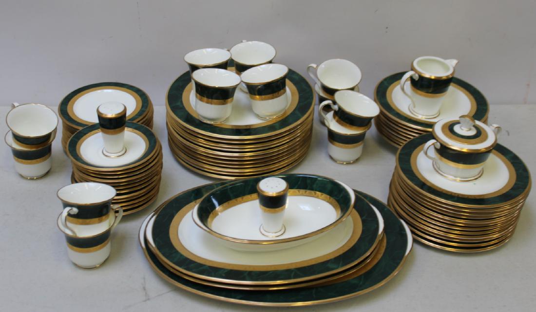 NORITAKE. "Fitzgerald" 4712 China Set: To Include: 11 Plates 11" dia, 12 Plates 8.5" dia, 12 Plates 6.75" dia, 8 Bowls 8.5" dia, 12 Cups 3.5" dia, 12 Saucers 6" dia, 4 Serving dishes (1 Bowl 10", 2 Plates