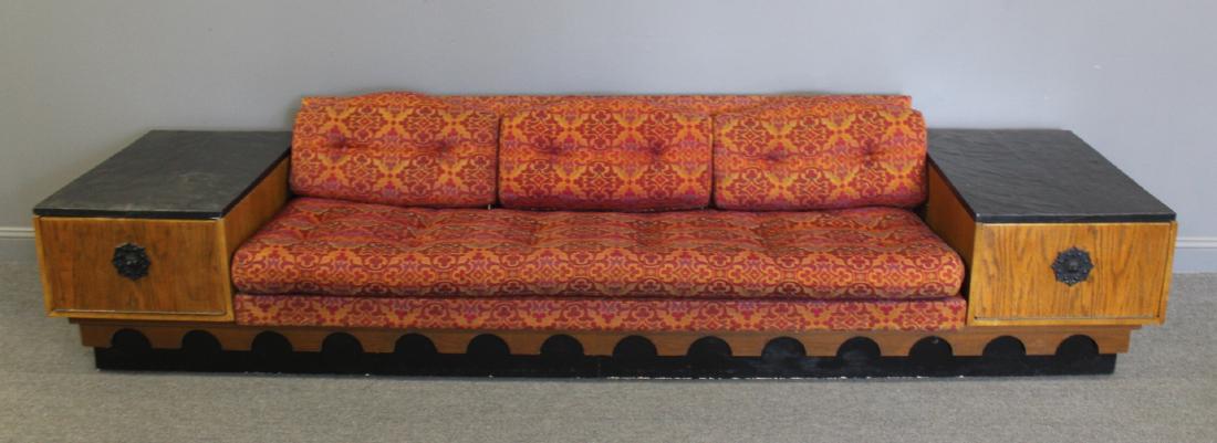 MIDCENTURY. Adrian Pearsall "Strictly Spanish": Craft associates sofa with end tables (22" W x 32" D x 21" H) - Dimensions: Sofa: 127" W x 32" D x 26" H.