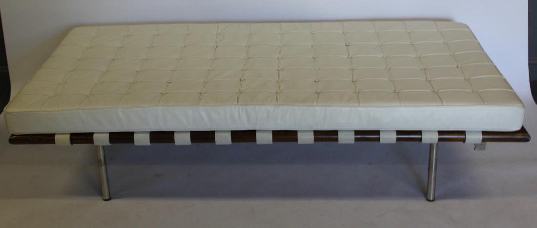 MIDCENTURY. Style Leather Cushioned Day Bed.: From an Englewood, NJ estate. - Dimensions: 77" x 38" x 17.5" H