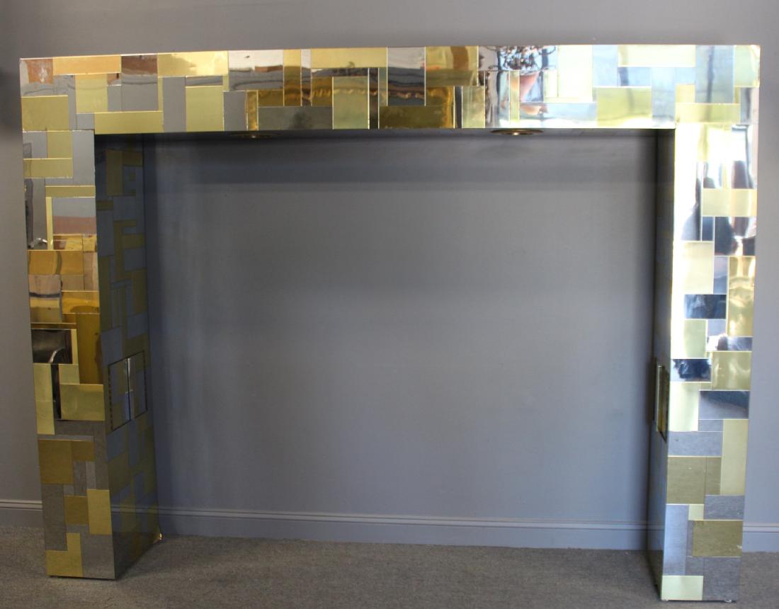 MIDCENTURY.Signed Paul Evans Cityscape Headboard: Signed on the side with lighting and 2 x 2 door inserts. Dimensions: 112" w x 84.5" H