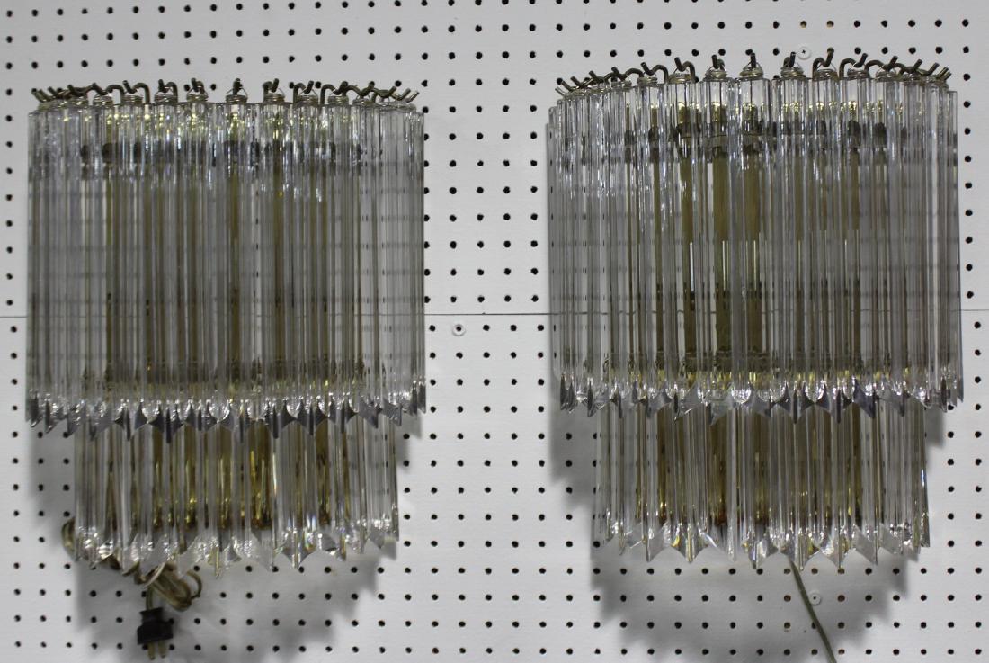 MIDCENTURY. Pair Of Camer Style Sconces .: Nice quality and good size . From a New Jersey estate . - Dimensions: 17"x14"