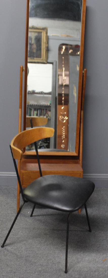 MIDCENTURY. Arne Vodder Cheval Mirror & A Paul: Mc Cobb Chair. From a New Jersey estate . - Dimensions: Mirror 62" x 21", chair 17" x 17"x 29"H