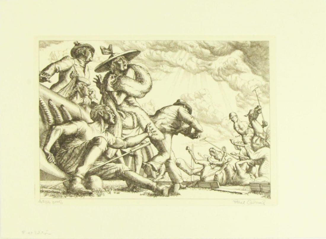 PAUL CADMUS (AMERICAN, 1904-1999).: Etching. "Polo Spill". Signed lower right. Artist's proof from the first edition. From the collection of Jon F. Anderson. - Dimensions: Sheet: 10" high x 13" wide