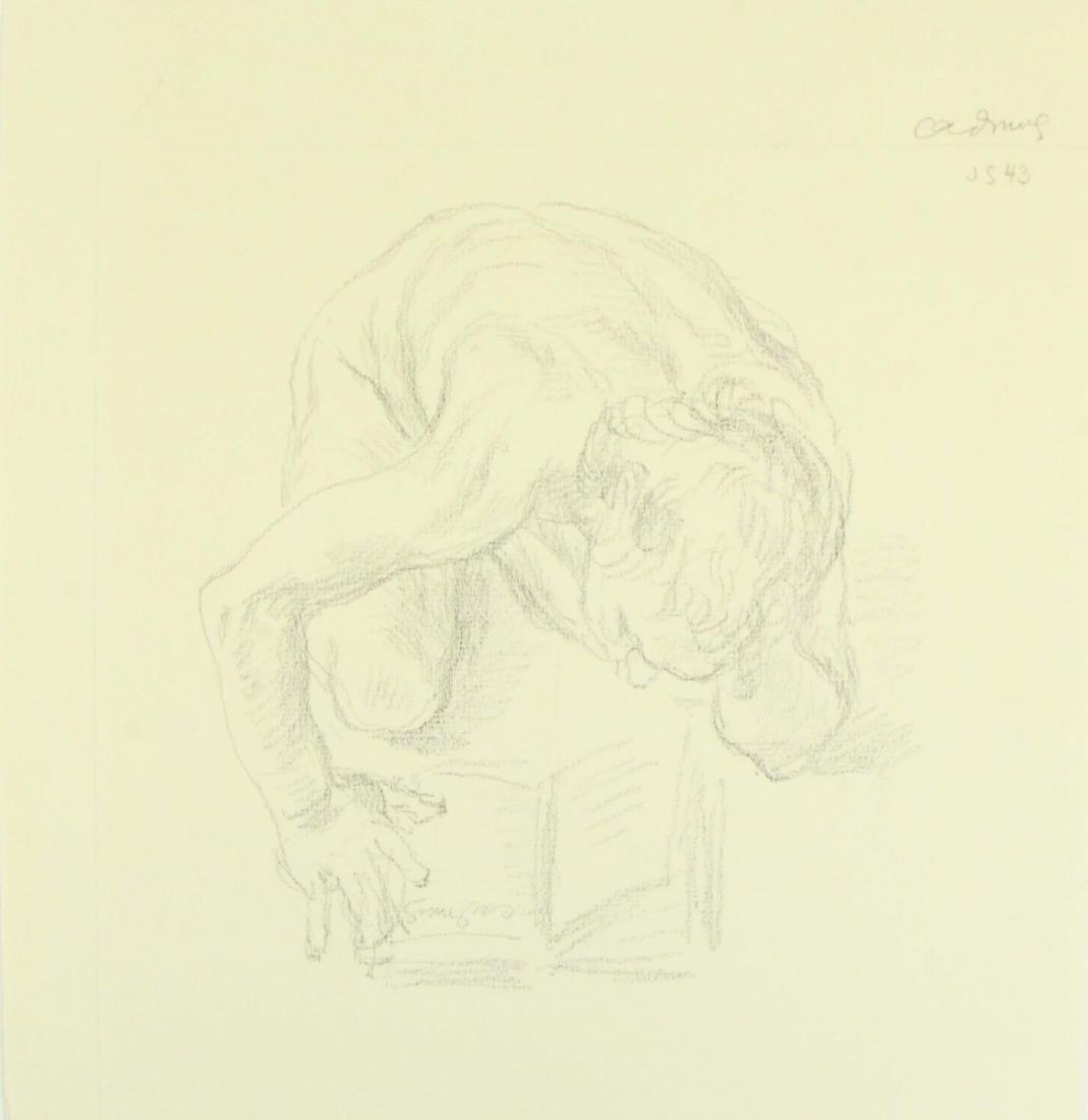 PAUL CADMUS (AMERICAN, 1904-1999).: Crayon on Paper. Figure reading. Signed upper right. From the collection of Jon F. Anderson. - Dimensions: Sheet: 11" high x 10.75" wide