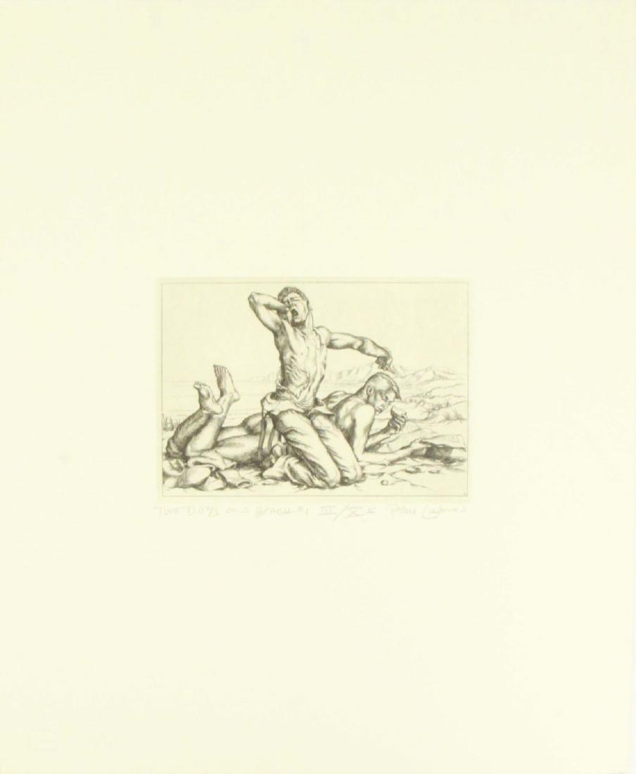 PAUL CADMUS (AMERICAN, 1904-1999).: Etching. "Two Boys on a Beach #1". Signed lower right. Titled lower left. No. 3 from the second edition of 10. From the collection of Jon F Anderson. - Dimensions: Sheet: 18" high x 14.5" wi