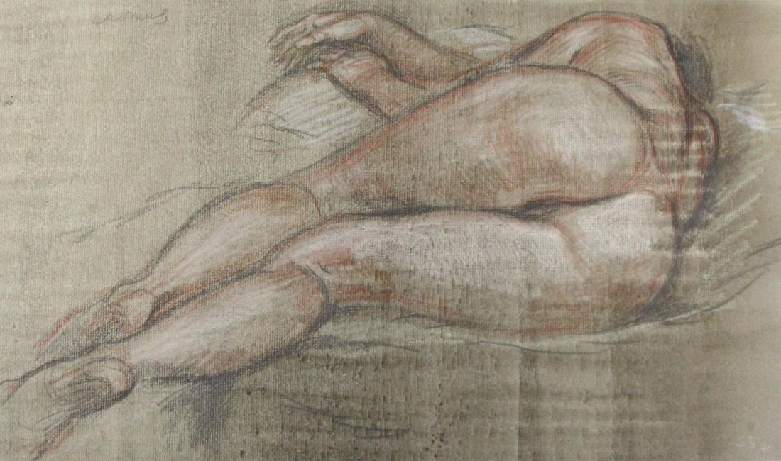 PAUL CADMUS (AMERICAN, 1904-1999).: Crayon on Paper. Nude. Signed upper left. From the collection of Jon F. Anderson. - Dimensions: Sheet: 10.25" high x 16.75" wide