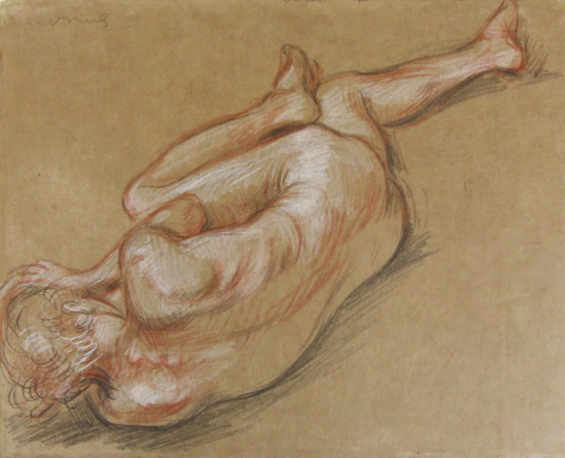 PAUL CADMUS (AMERICAN, 1904-1999).: Crayon on Paper. Nude. Signed upper left. From the collection of Jon F. Anderson. - Dimensions: Sheet: 12" high x 14.5" wide