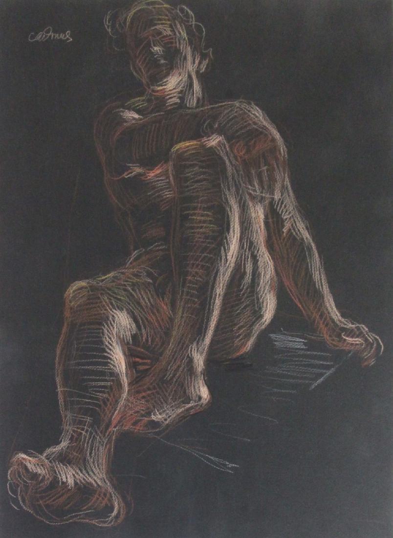 PAUL CADMUS (AMERICAN, 1904-1999).: Crayon on Paper. Nude. Signed upper left. From the collection of Jon F. Anderson. - Dimensions: Sheet: 19" high x 14.5" wide