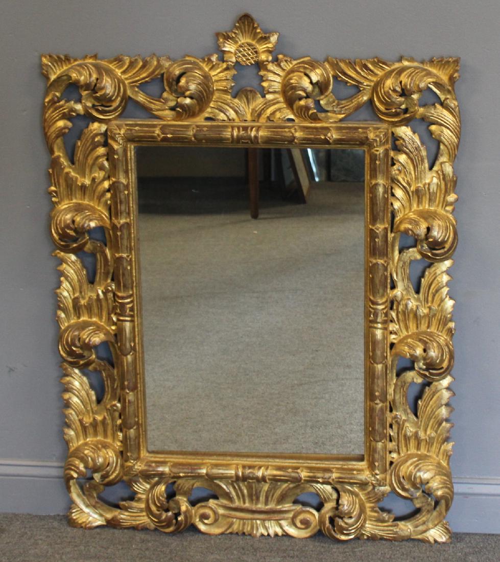 Antique Rococo Carved & Giltwood Italian Mirror.: From a Scarsdale estate. - Dimensions: 34" x 45"