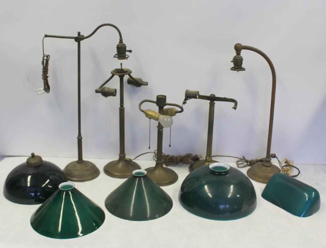 Lot of Assorted Student Lamps and Shades.: From the collection of Jon Anderson - Dimensions: 12"dia to 10"dia