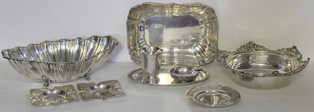 SILVER. Assorted Grouping of Silver Hollow Ware.: Includes a Mauser sterling bowl with scalloped edge openwork floral rim, stamped, "Sterling Mauser Mfg. Co. New York" with a Mauser pictorial hallmark; a Gorham sterling open vegetable, no. 