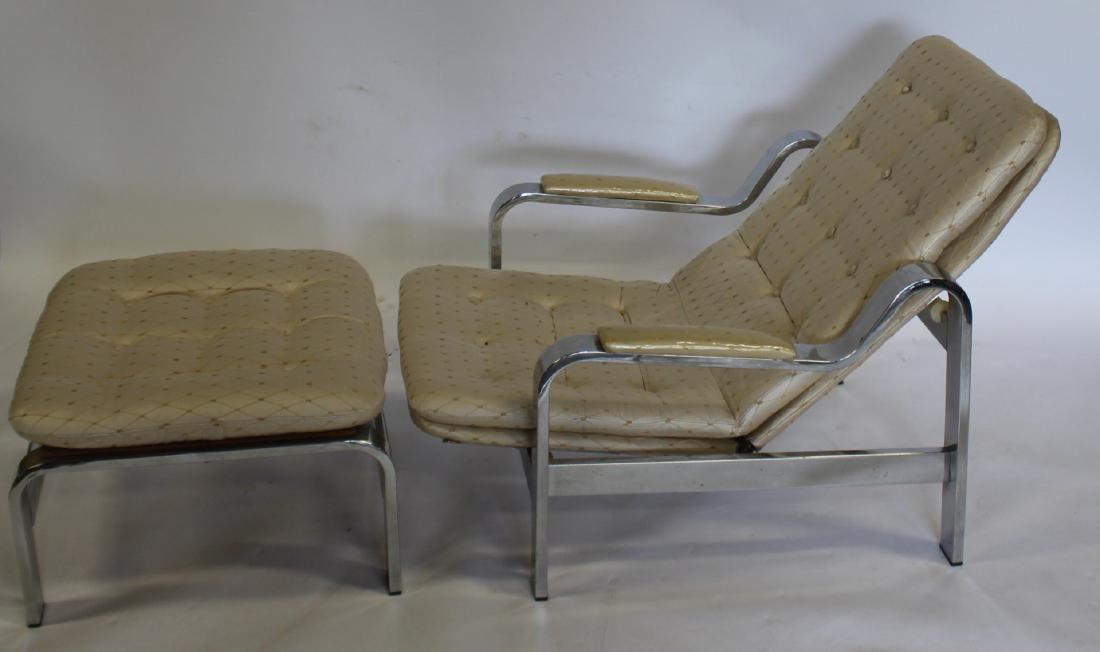 MIDCENTURY. Chrome Lounge Chair And Ottoman.: Possibly Selig or Knoll and From a Westchester estate .