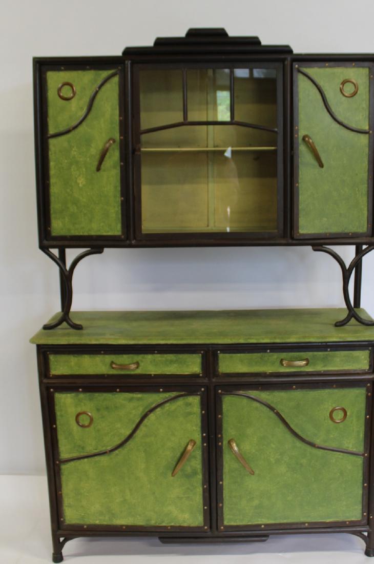 French Antique Iron And Wood 2 Piece Cabinet: From a Larchmont estate . - Dimensions: 52.5" x 17.5" x 79" h