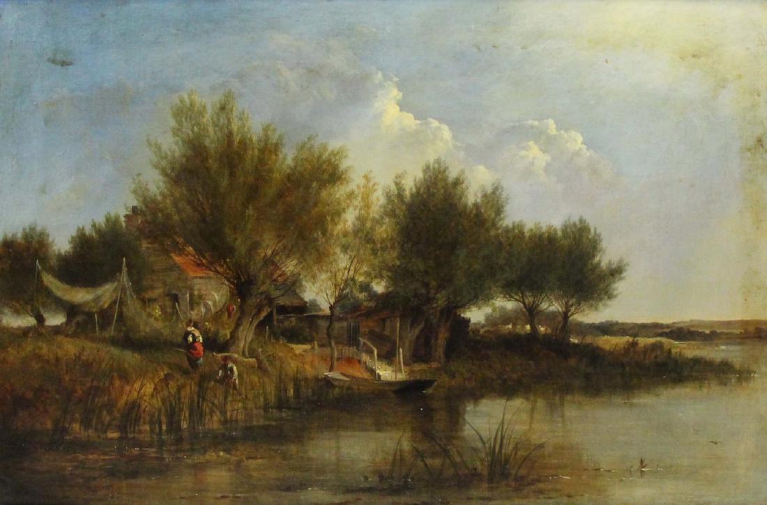 SIDNEY RICHARD PERCY (ENGLISH, 1821-1886).: Oil on Canvas. Landscape. Signed lower left. From a Larchmont, NY collection. - Dimensions: 14" high x 21" wide
