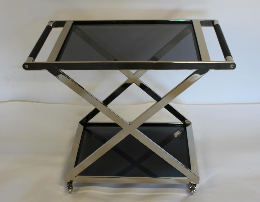 RALPH LAUREN. Nickel Steel Serving Cart: From a Greenwich stately home. - Dimensions: 36" x 19" x 30"H