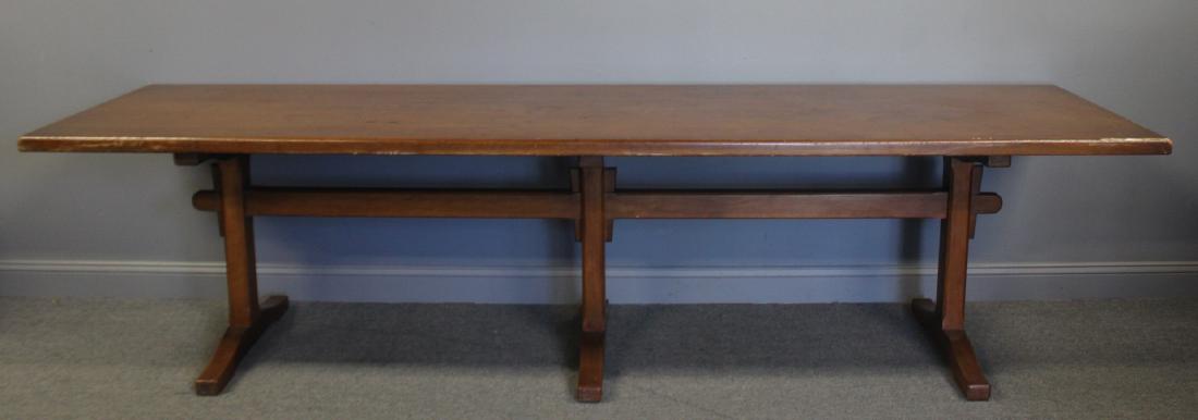 Antique Maple or Cherry Harvest Table.: Great size, solid and well constructed. From a Rye, NY estate. - Dimensions: 10ft x 32"W x 30"H
