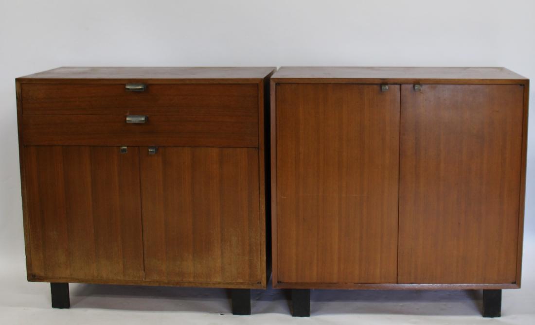 MIDCENTURY. George Nelson / Herman Miller Lot Of: 2 Cabinets. 2 door cabinet (40" x 18.5" x 40") and 2 drawer and 2 door cabinet (40" x 18.5" x 40"). From a New Rochelle estate.