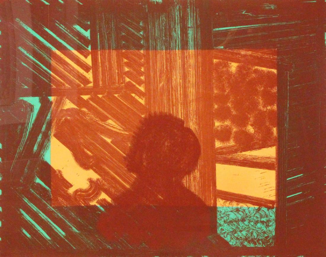 HOWARD HODGKIN (ENGLISH, 1932-2017).: Etching. "Artist and Model". 1980. Initialed and dated lower center. No. 43 from an edition of 100. From a Scarsdale, NY collection. - Dimensions: Sheet: 32" high x 41" wide