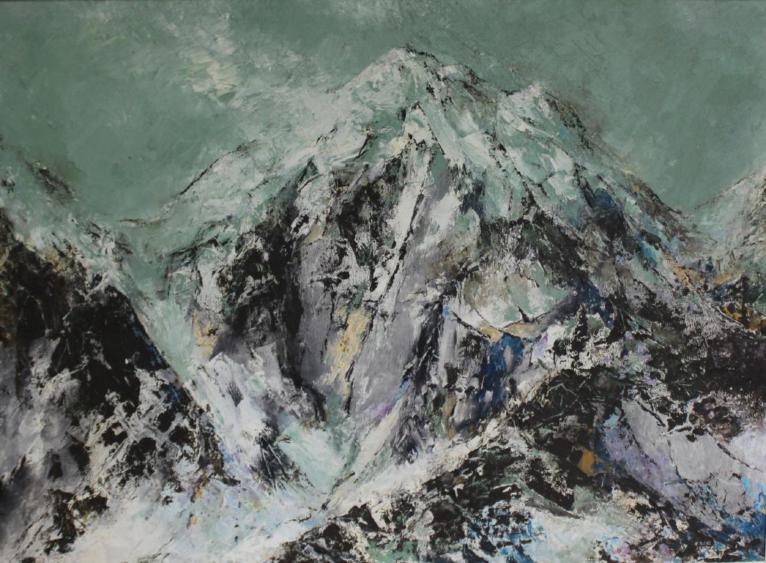 Ken Nishi ( USA 1916 - 2001) Signed And Dated: Oil On Canvas Mountain Scene . - Dimensions: 51" x 69"