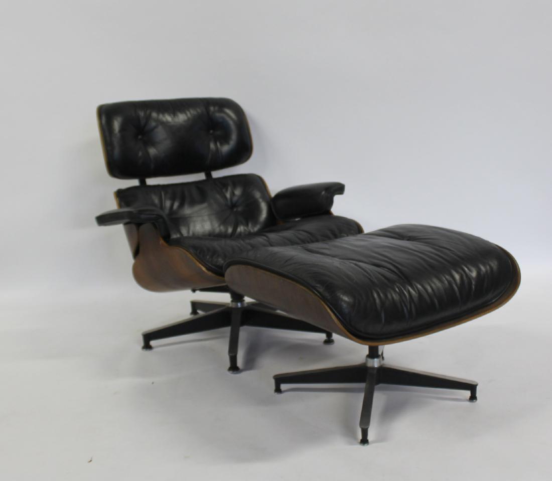 CHARLES EAMES. Midcentury Lounge Chair & Ottoman.: From a Philadelphia PA estate. - Dimensions: 33" x 32" x 32" h Ott 26" x 22" 16"h