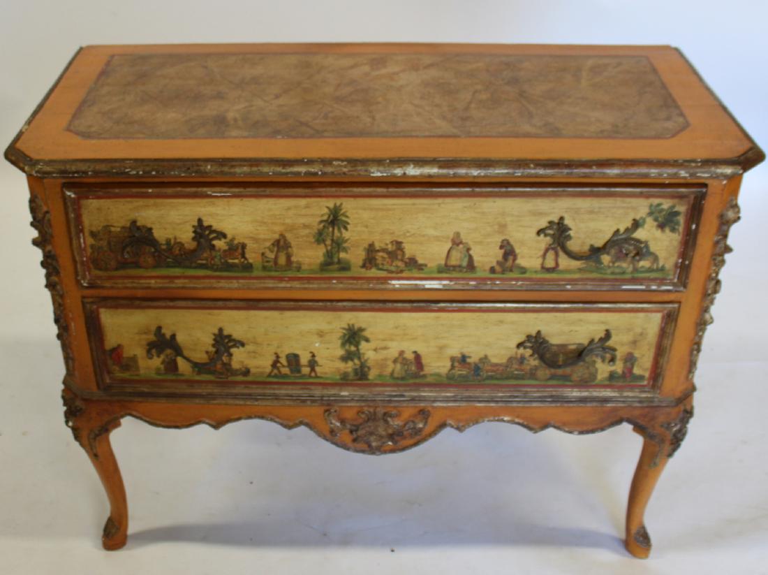 Antique Paint Decorated Continental Commode.: Probably Italian and from a Scarsdale estate. - Dimensions: 46.5" x 20.5" x 36.5