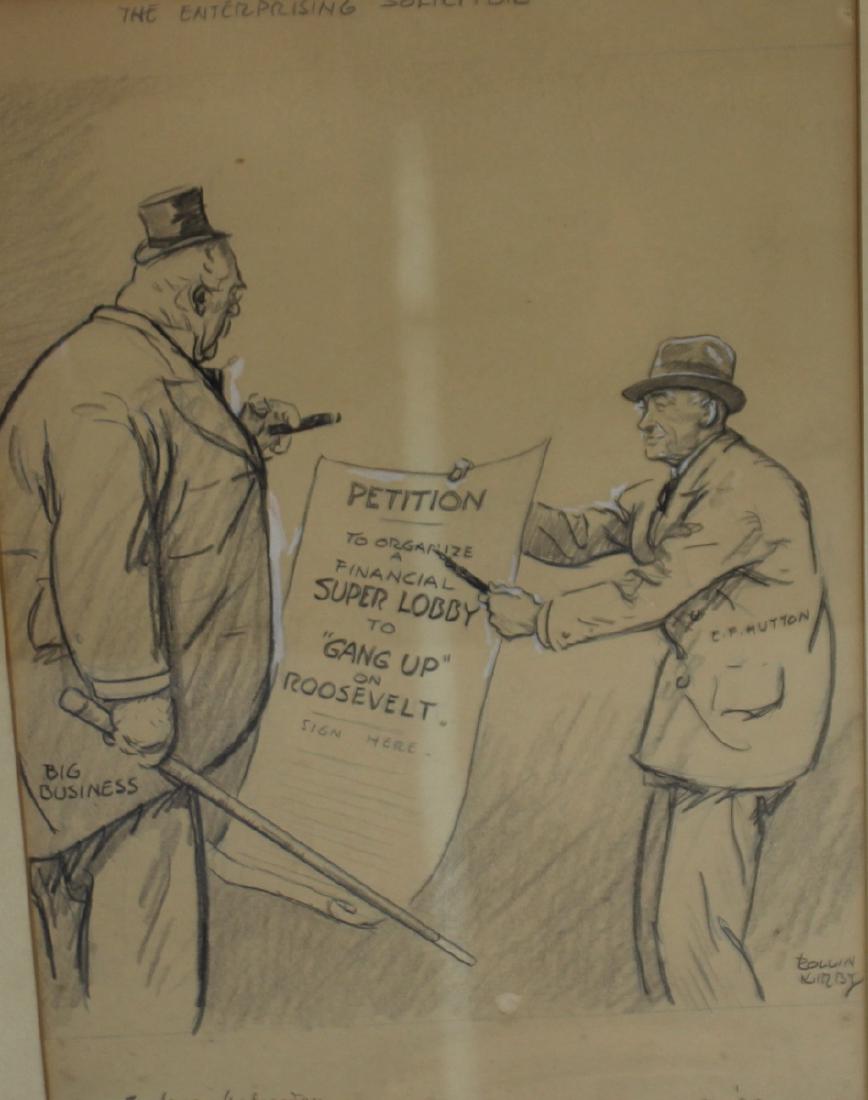 KIRBY, Rollin. Signed Pencil Cartoon.: Signed Rollin Kirby and dated Nov 20 1935. (NY 1875 - 1952). From a Westchester storage. - Dimensions: 16" x 11.5"