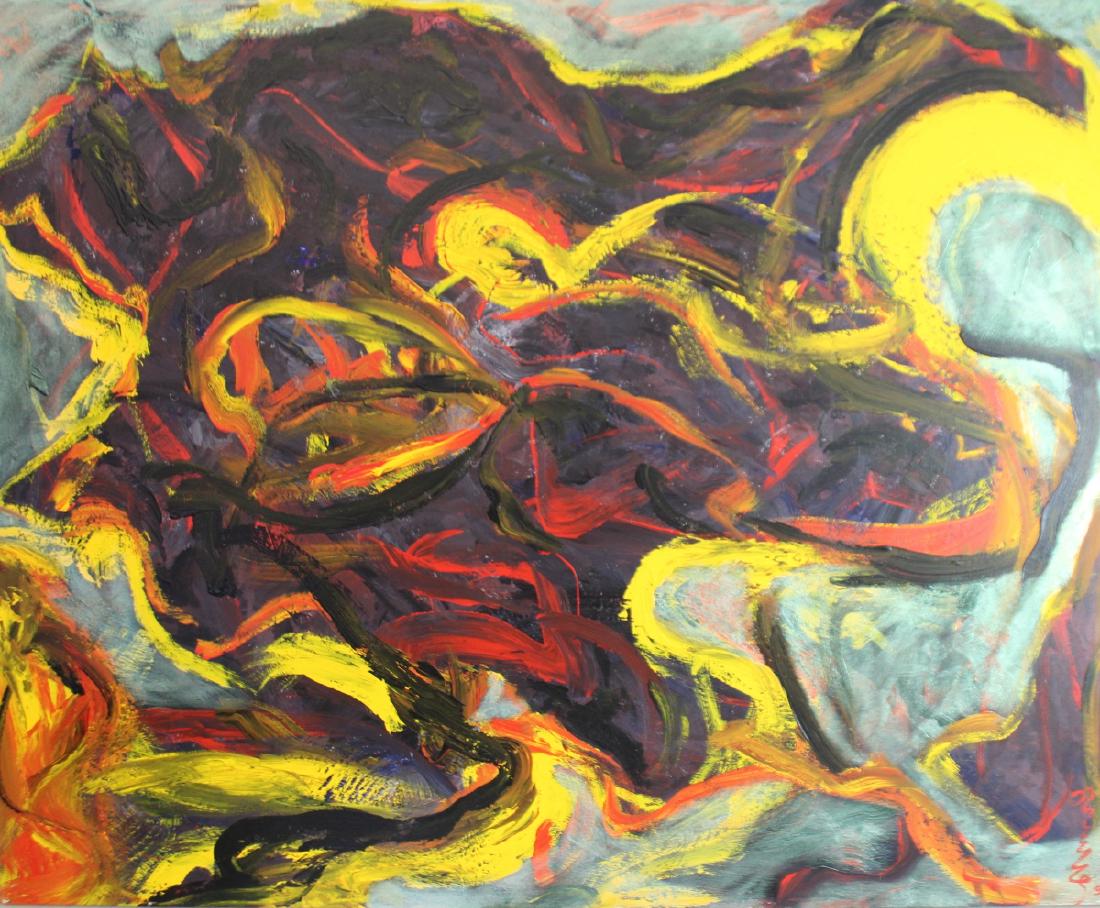 Hyunsoo Kim. Signed Oil on Canvas Abstract. (1 of 3)