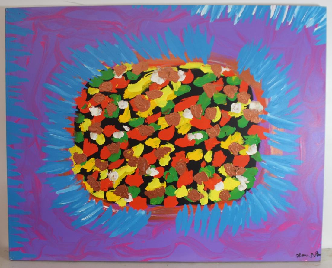 Hyunsoo Kim. Signed Oil on Canvas Abstract.: Signed Hyunsoo Kim, South Korean and dated 98. From a Westchester storage. - Dimensions: 60" x 40"