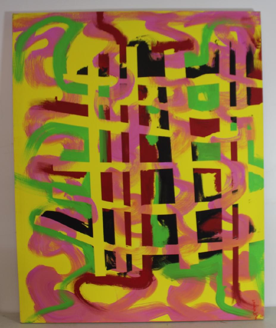 Hyunsoo Kim. Signed Oil on Canvas Abstract.: Signed Hyunsoo Kim, South Korean and dated 98. From a Westchester storage. - Dimensions: 60" x 40"