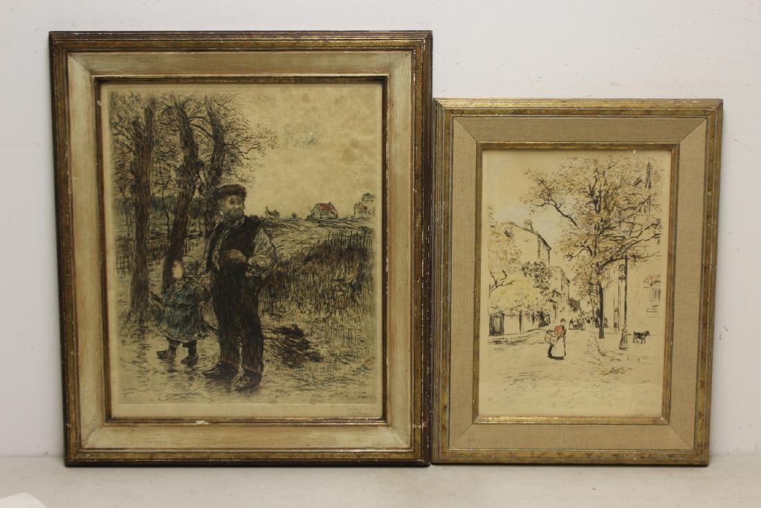 J.R. Raifielli. 2 Signed Prints Behind Glass. (1 of 6)