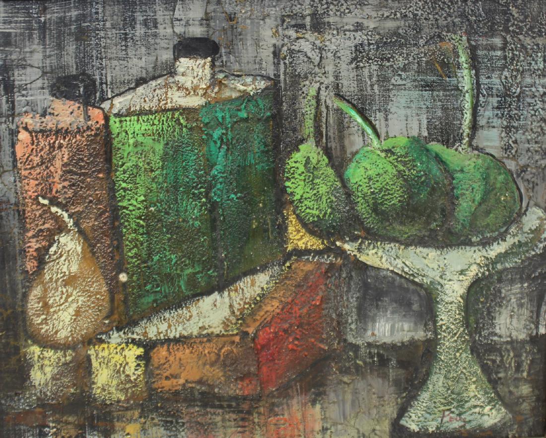 PEREZ. Signed Abstract Oil On Canvas Still Life (1 of 4)