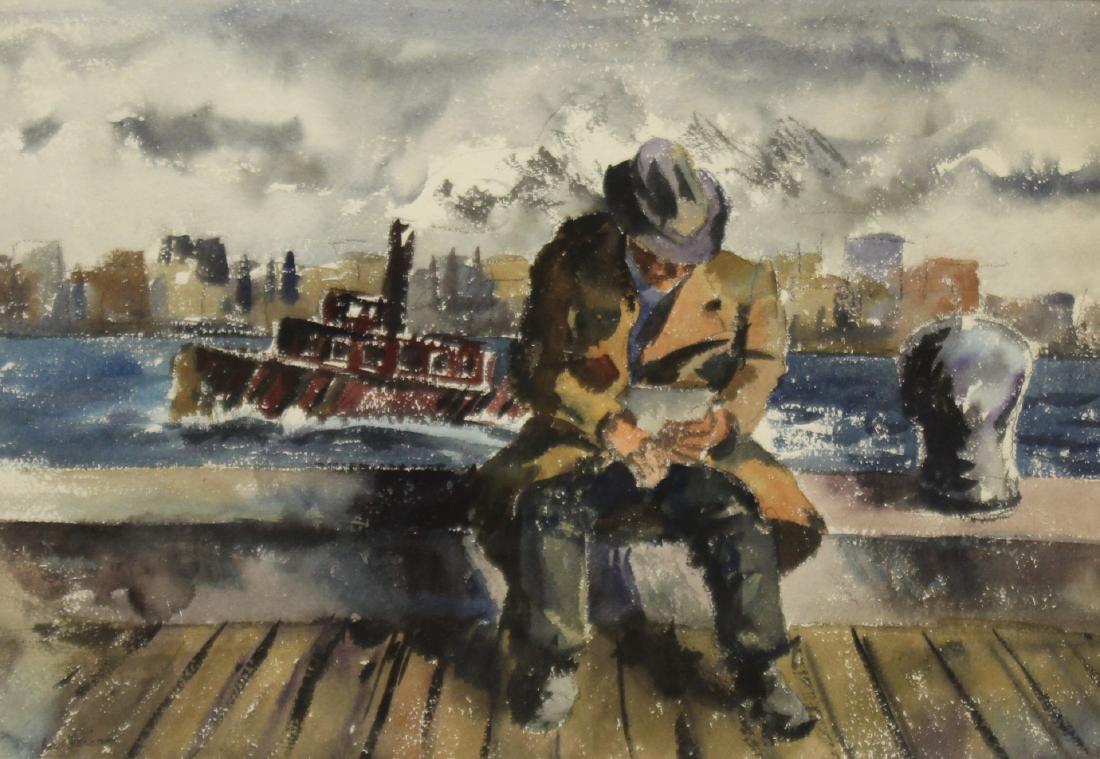 Lois Wolchonok. Signed WPA Style Watercolor (1 of 4)