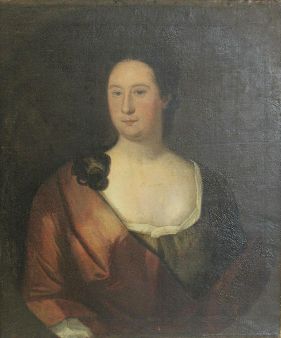UNSIGNED Oil On Canvas Portrait Of A Lady. (1 of 5)