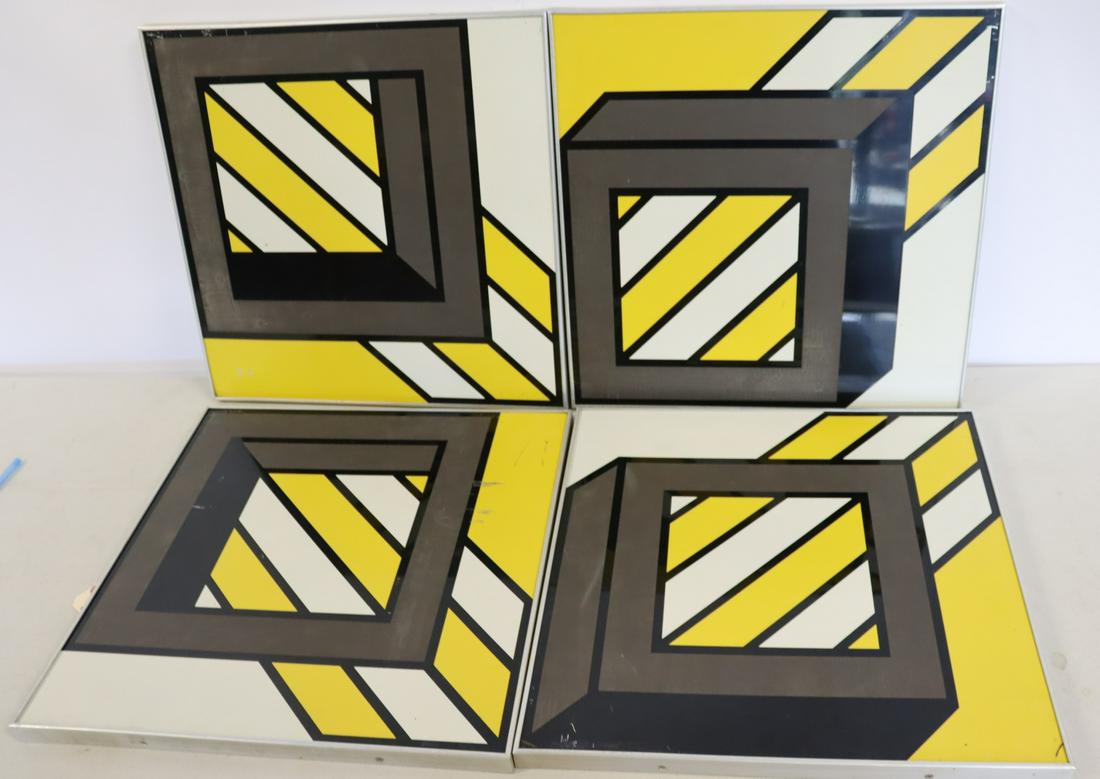 UNSIGNED. 4 Abstract Enamels On Board Or Metal? (1 of 6)
