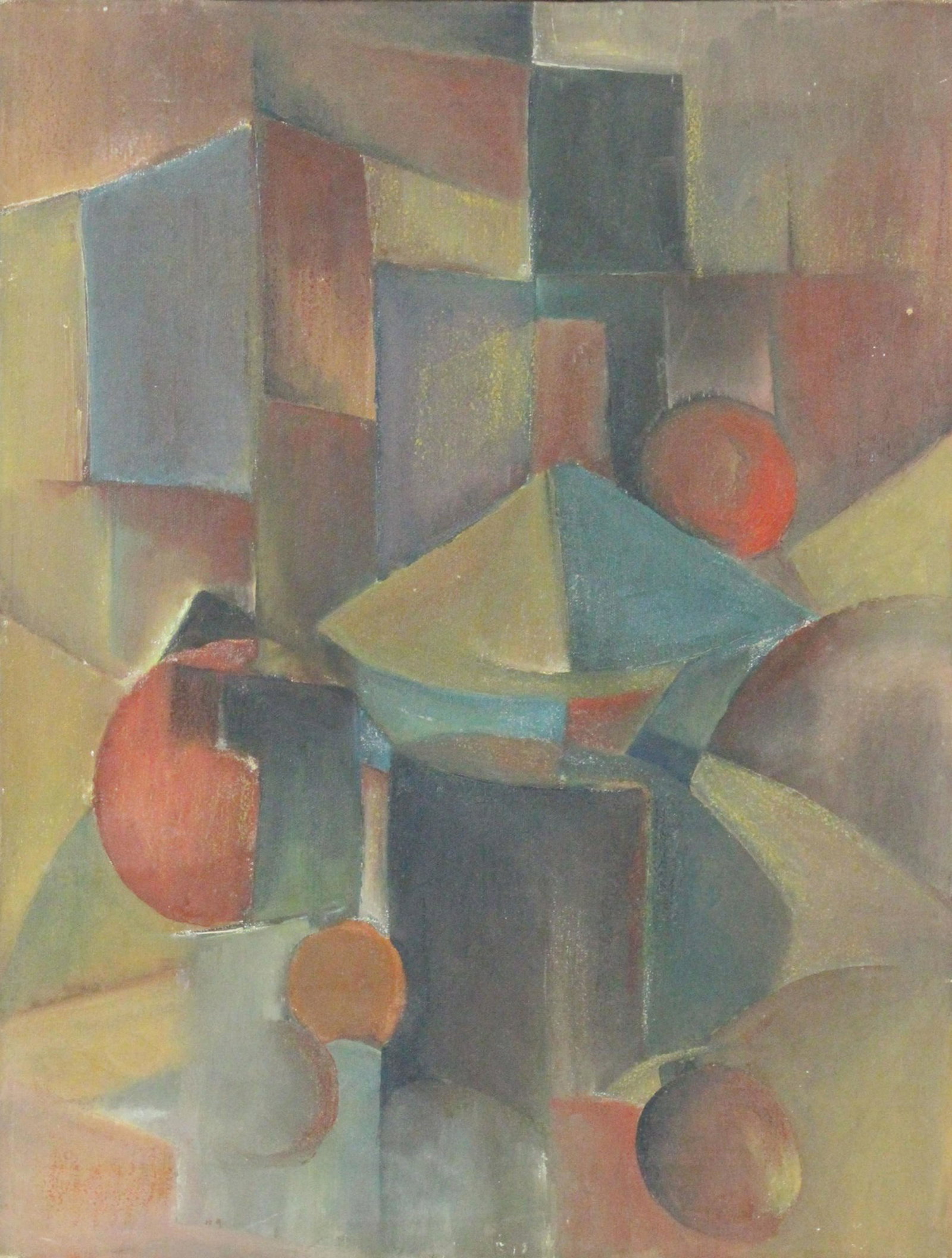APPARENTLY UNSIGNED (20th CENTURY).: Oil on Canvas. Cubist Composition. 1937. Inscribed and dated verso. From a Fort Lee, NJ collection. - Dimensions: 19.75" high x 15" wide