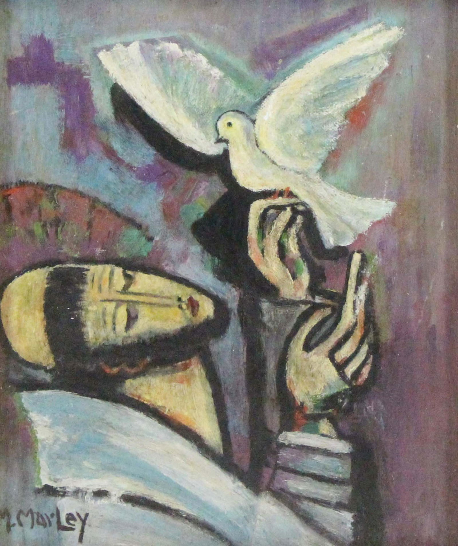 MALCOLM MORLEY (ENGLISH, ACTIVE IN AMERICA, 1931-: 2018). Oil on Board. St. Francis of Assisi. Signed lower left. From a Long Island, NY collection. - Dimensions: 10" high x 8" wide