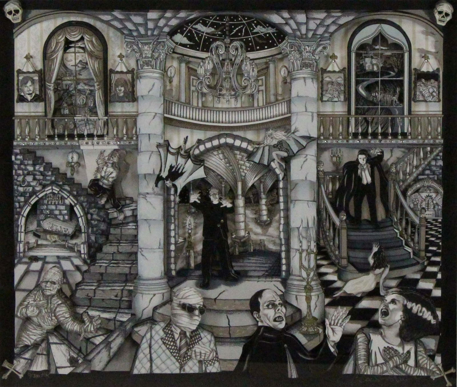 CHARLES FAZZINO (AMERICAN, b. 1955).: 3-D Serigraph. "Monsters of Universal Studios". 2006. Signed lower right. No. 8 from an edition of 300. From a Queens, NY collection. - Dimensions: 22.5" high x 25.5" wide