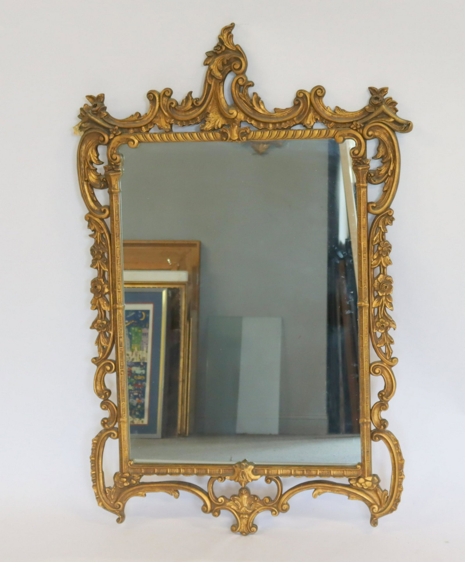 Antique Carved And Giltwood Mirror.: From a Greenwich, CT estate. - Dimensions: 60" x 39"
