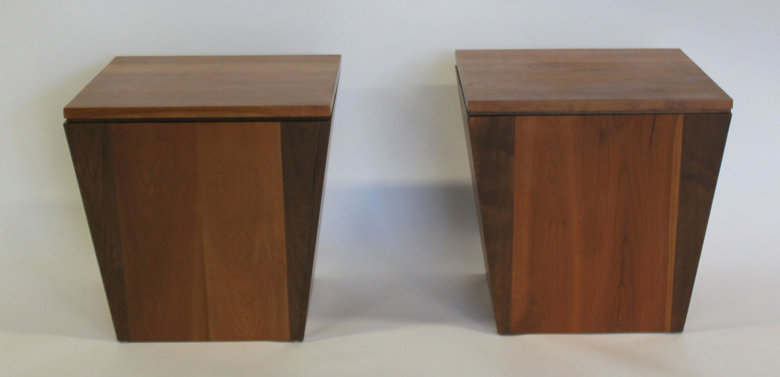 E.J. Stickley Audi Pair Of Cherrywood Lidded: Containers. Signed on the base. From a White Plains, NY estate. - Dimensions: 19" x 19" x 19"