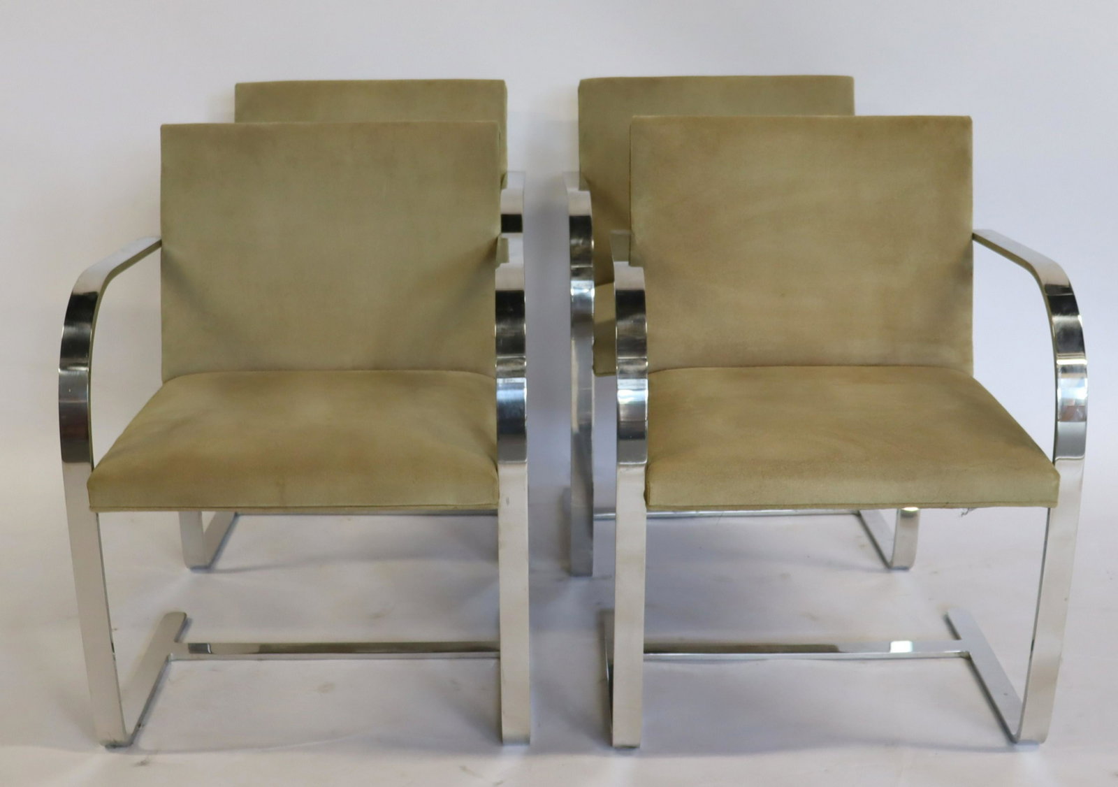 KNOLL. 4 Ludwig Mies Van Der Rohe, "BRNO": Arm Chairs. Signed and from a Hamptons, L.I. estate. - Dimensions: 23" w x 21" d x 31" h