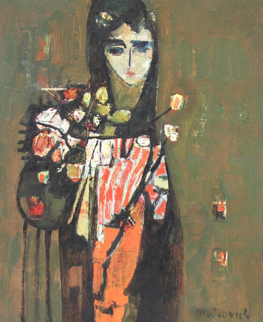 ZVI MAIROVICH (ISRAELI, 1911-1974).: Oil on Canvas. Portrait of a Woman. Signed lower right. Signed verso. From a Rockland County, NY collection. - Dimensions: 24.25" high x 19.75" wide