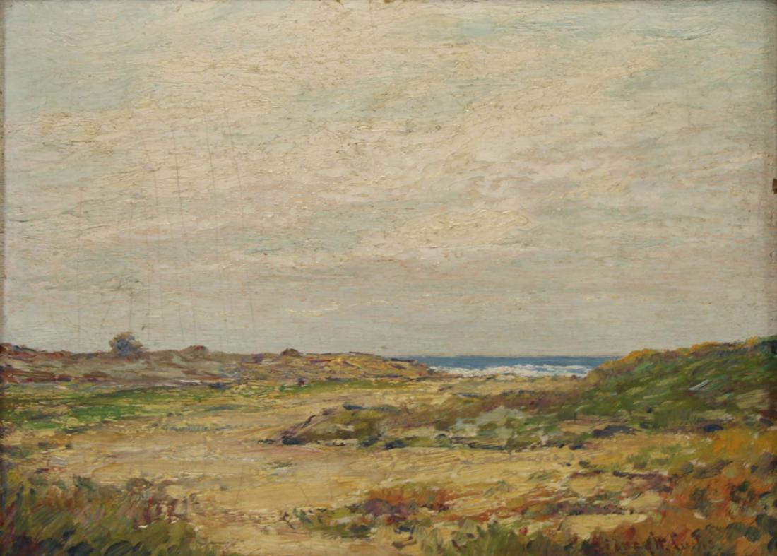 SIDNEY WRIGHT CURTIS (AMERICAN, 1852-1926).: Oil on Board. Landscape. Signed lower right. From an Armonk, NY collection. - Dimensions: 9.5" high x 12" wide